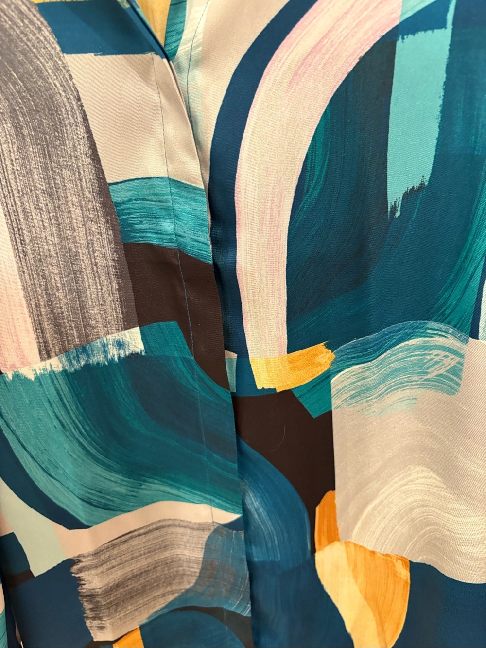 Chico's Teal & Gold Abstract Brushstroke Button-Down Shirt - Picture 3 of 4